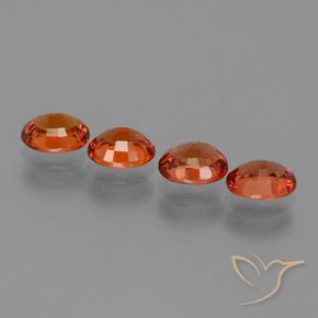 Gemme di Zaffiro Arancione scuro naturale da 3.56 ct, Ovale, VS
