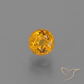 Zaffiro Arancio intenso-OroG naturale da 0.84 ct, Rotondo, VS