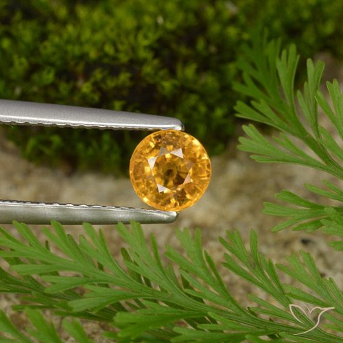 0.73ct Naturale Arancio Scuro-Oro Zaffiro, Rotondo, VS