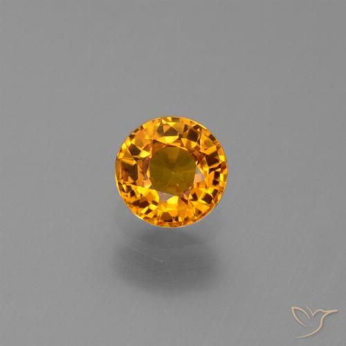 Zaffiro Arancio intenso-OroG naturale da 0.67 ct, Rotondo, VS