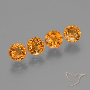 Gemme di Zaffiro Arancio Medio naturale da 2.94 ct, Rotondo, VVS-VS