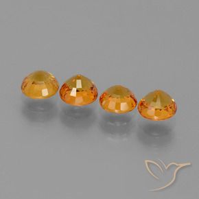 Gemme di Zaffiro Arancio Medio naturale da 2.94 ct, Rotondo, VVS-VS