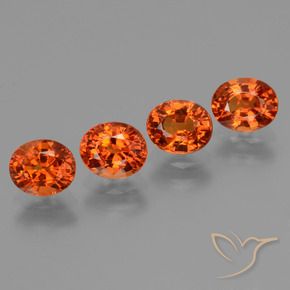Gemme di Zaffiro Arancione rossastra naturale da 3.19 ct, Ovale, VS