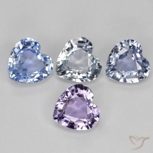 Gemme di Zaffiro Multicolore naturale da 3.13 ct, Cuore, VVS-VS