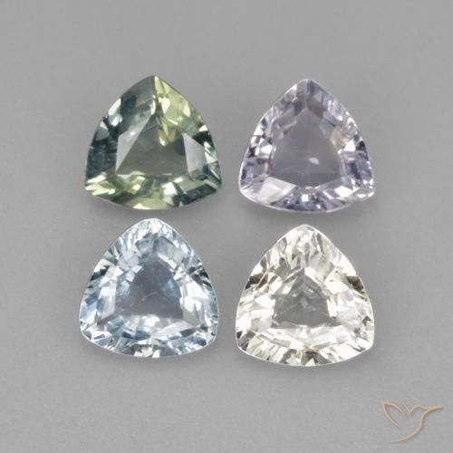 Gemme di Zaffiro Multicolore naturale da 2.86 ct, Taglio trillion, VS
