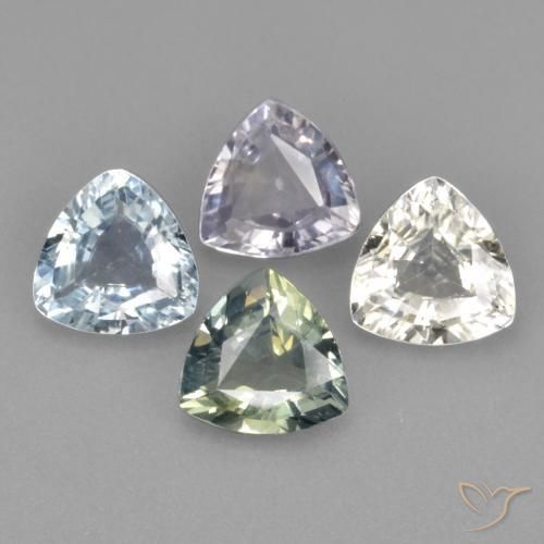 Gemme di Zaffiro Multicolore naturale da 2.86 ct, Taglio trillion, VS