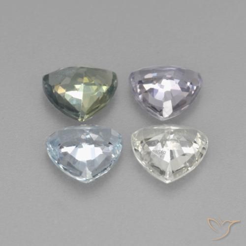 Gemme di Zaffiro Multicolore naturale da 2.86 ct, Taglio trillion, VS