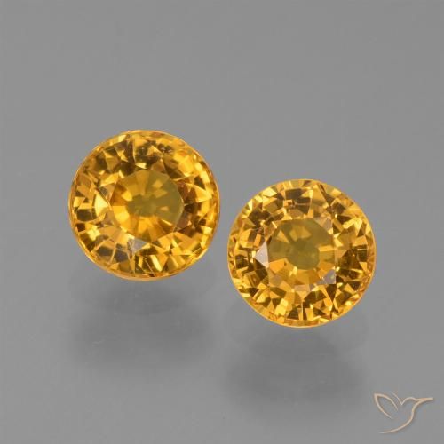 1.35ctw Naturale Arancio Dorato Profondo Zaffiro, Rotondo, VVS-VS