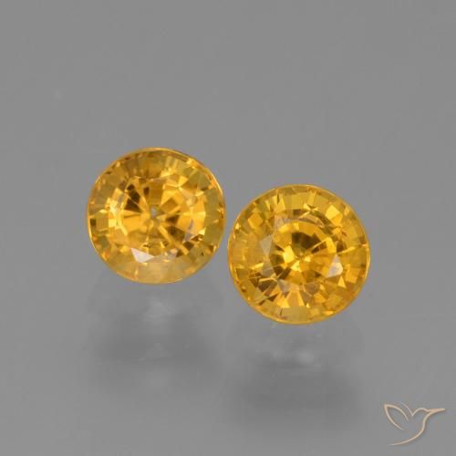 1.38ctw Naturale Arancio Dorato Profondo Zaffiro, Rotondo, VS-SI