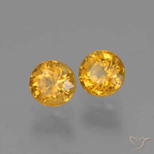 Gemme di Zaffiro Arancio Dorato Profondo naturale da 1.38 ct, Rotondo, VS-SI