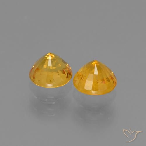 Gemme di Zaffiro Arancio Dorato Profondo naturale da 1.38 ct, Rotondo, VS-SI