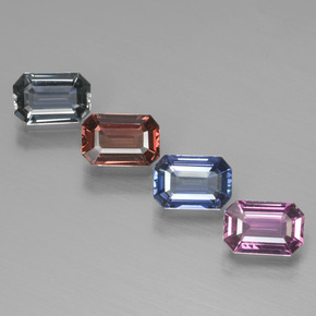 Gemme di Zaffiro Multicolore naturale da 2.62 ct, Taglio smeraldo, VVS-VS