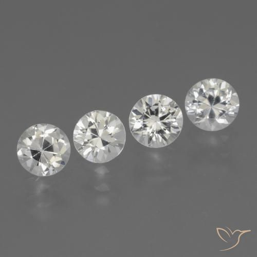 Gemme di Zaffiro Bianco naturale da 1.60 ct, Rotondo, VVS-VS