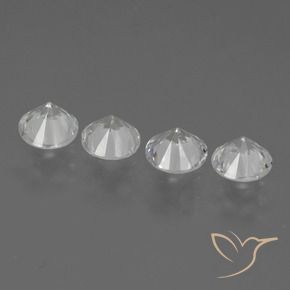 Gemme di Zaffiro Bianco naturale da 1.55 ct, Rotondo, VVS-VS