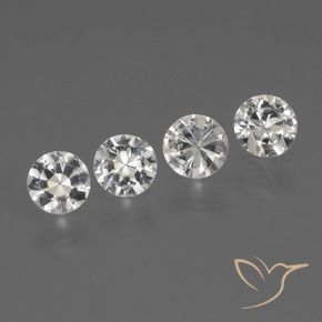 Gemme di Zaffiro Bianco naturale da 1.25 ct, Rotondo, VS