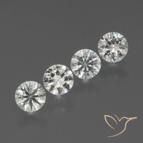 Gemme di Zaffiro Bianco trasparente naturale da 1.42 ct, Rotondo, VS
