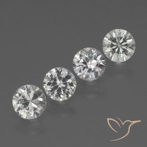 Gemme di Zaffiro Bianco trasparente naturale da 1.29 ct, Rotondo, VVS-VS