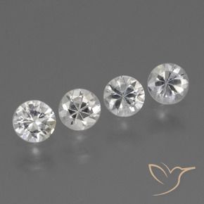 Gemme di Zaffiro Bianco trasparente naturale da 1.30 ct, Rotondo, VS