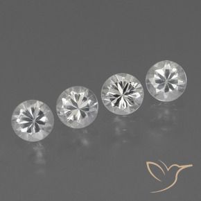 Gemme di Zaffiro Bianco trasparente naturale da 1.47 ct, Rotondo, VVS-VS