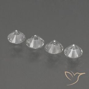 Gemme di Zaffiro Bianco trasparente naturale da 1.47 ct, Rotondo, VVS-VS