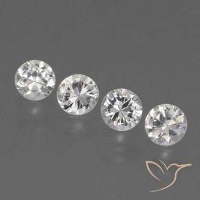 Gemme di Zaffiro Bianco trasparente naturale da 1.45 ct, Rotondo, VS