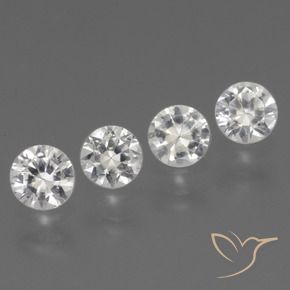 Gemme di Zaffiro Bianco trasparente naturale da 1.54 ct, Rotondo, VVS-VS