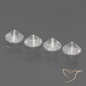 Gemme di Zaffiro Bianco trasparente naturale da 1.54 ct, Rotondo, VVS-VS
