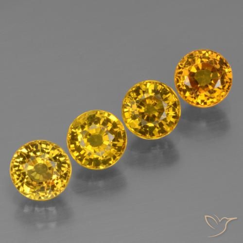 Gemme di Zaffiro Giallo miele naturale da 3.07 ct, Rotondo, VS