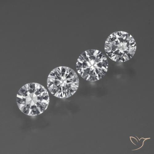 Gemme di Zaffiro Bianco trasparente naturale da 1.29 ct, Rotondo, VS