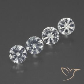 Gemme di Zaffiro Bianco trasparente naturale da 1.35 ct, Rotondo, VS