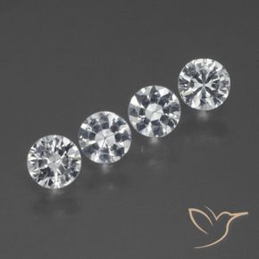 Gemme di Zaffiro Bianco trasparente naturale da 1.27 ct, Rotondo, VS