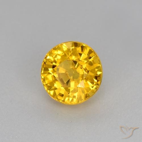 Zaffiro Dorato naturale da 0.73 ct, Rotondo, VS