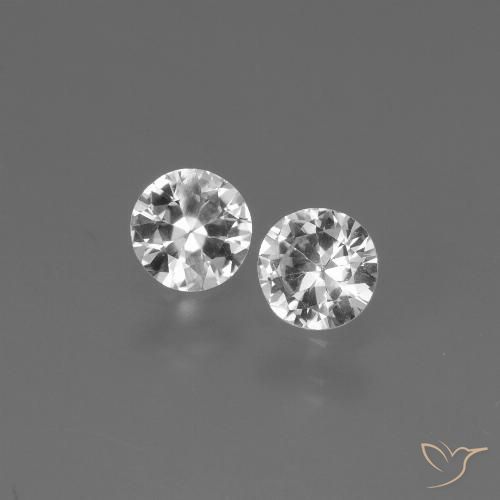 0.75ctw Naturale Bianco trasparente Zaffiro, Rotondo, VS