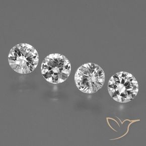 Gemme di Zaffiro Bianco trasparente naturale da 1.71 ct, Rotondo, VS