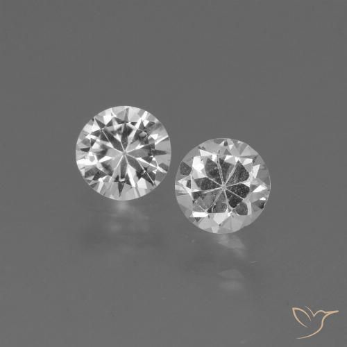 0.75ctw Naturale Bianco trasparente Zaffiro, Rotondo, VVS-VS