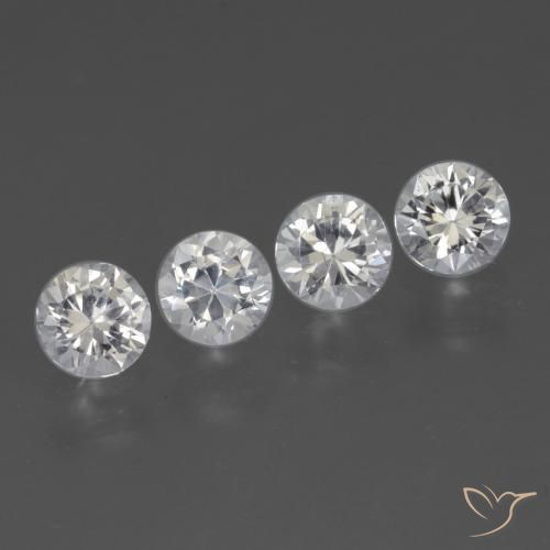 Gemme di Zaffiro Bianco naturale da 1.58 ct, Rotondo, VS