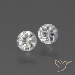 Gemme di Zaffiro Bianco trasparente naturale da 0.76 ct, Rotondo, VVS-VS