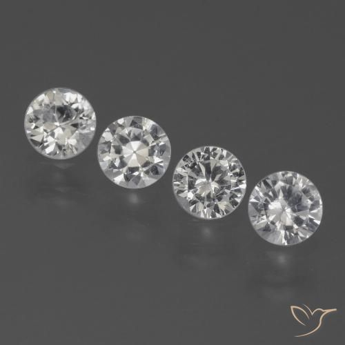 Gemme di Zaffiro Bianco trasparente naturale da 1.54 ct, Rotondo, VS