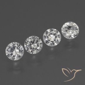 Gemme di Zaffiro Bianco trasparente naturale da 1.54 ct, Rotondo, VS