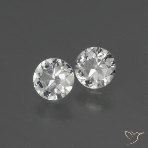 Gemme di Zaffiro Bianco trasparente naturale da 0.74 ct, Rotondo, VS