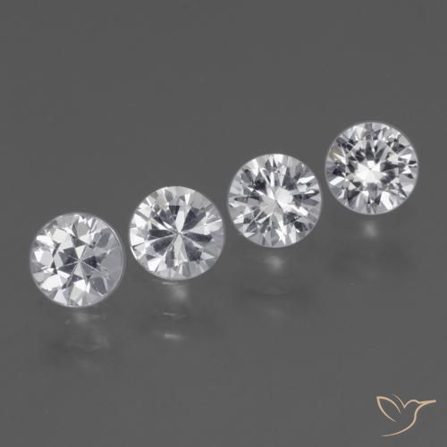Gemme di Zaffiro Bianco trasparente naturale da 1.50 ct, Rotondo, VVS-VS