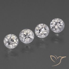 Gemme di Zaffiro Bianco naturale da 1.60 ct, Rotondo, VVS-VS