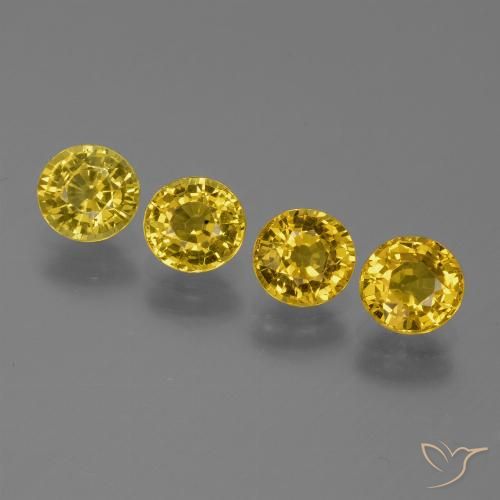 2.92ctw Naturale Giallo intenso Zaffiro, Rotondo, VVS-VS