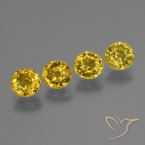 Gemme di Zaffiro Giallo intenso naturale da 2.92 ct, Rotondo, VVS-VS