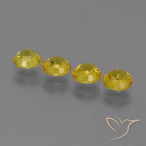 Gemme di Zaffiro Giallo intenso naturale da 2.92 ct, Rotondo, VVS-VS