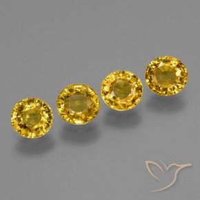 Gemme di Zaffiro Giallo intenso naturale da 2.34 ct, Rotondo, VVS-VS