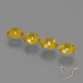 Gemme di Zaffiro Giallo intenso naturale da 2.34 ct, Rotondo, VVS-VS