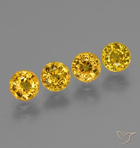 Gemme di Zaffiro Giallo intenso naturale da 2.73 ct, Rotondo, VVS-VS