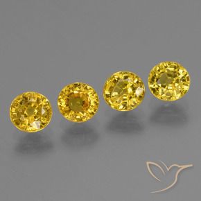 Gemme di Zaffiro Giallo intenso naturale da 2.57 ct, Rotondo, VVS-VS