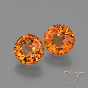 Gemme di Zaffiro Arancio medio-scuro naturale da 1.39 ct, Rotondo, VS